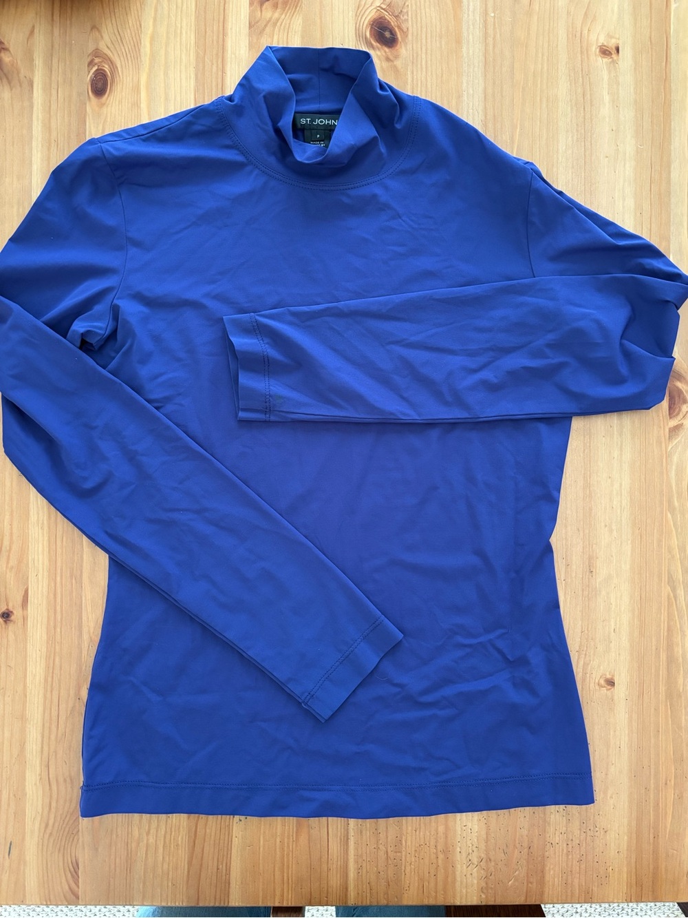 St. John Women’s Royal Blue Long-Sleeve Mock Neck Shell PF10 GRP 2 Size P